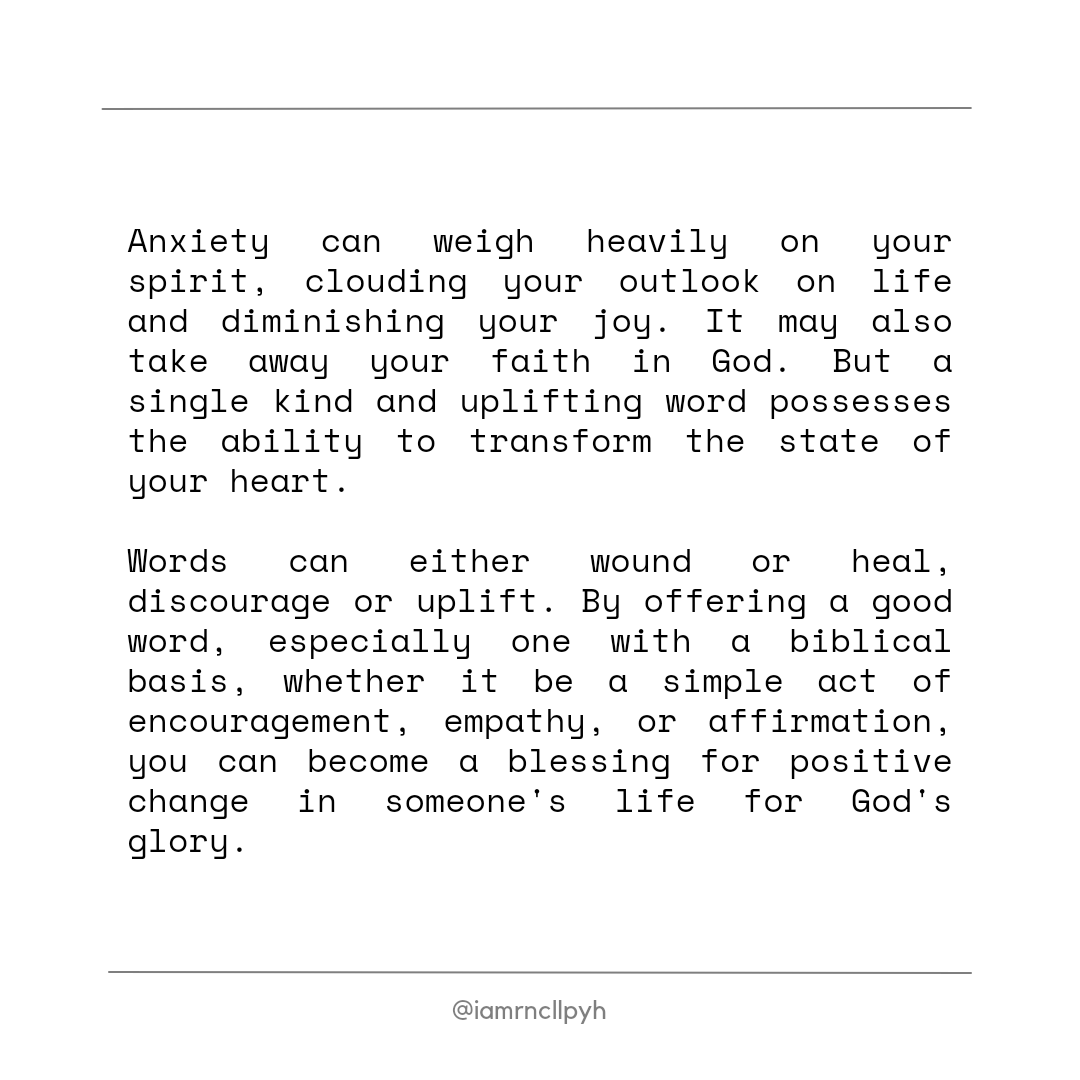 iamrncllpyh's tweet photo. Anxiety in the heart of man causes depression, But a good word makes it glad.
Proverbs 12:25 NKJV https://t.co/TNROqS0I0M
