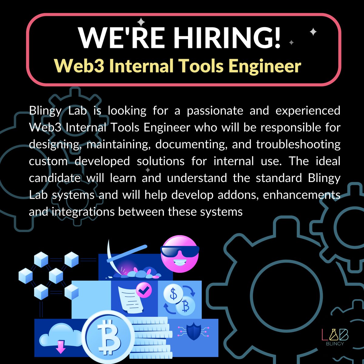 Blingy_LAB's tweet photo. 📣 Blingy Lab is hiring! We are searching for a talented Web3 Internal Tools Engineer. 💻 Join our team and contribute to the exciting world of #Web3! Apply now: https://t.co/uaVklCvHfc or send your resume to web3career@blingyte.com. #hiring #jobopportunity #Web3Engineer https://t.co/JQUJVSXQDZ