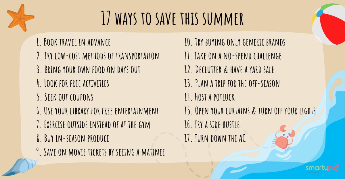 SmartyPig's tweet image. #SaveMoneyTips #SummerSavings