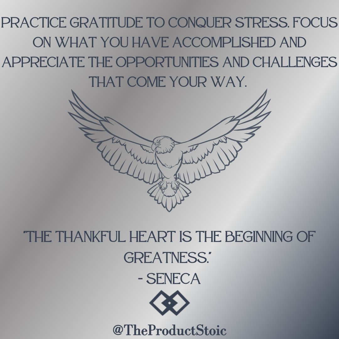 BurlNitroCFB's tweet photo. This week we are focusing on reducing stress. How can cultivating gratitude help you conquer stress and maintain a positive mindset in your product management role? #StoicGratitude #ConquerStress #ProductManagement #Stoicism https://t.co/75ZTRtT6cO