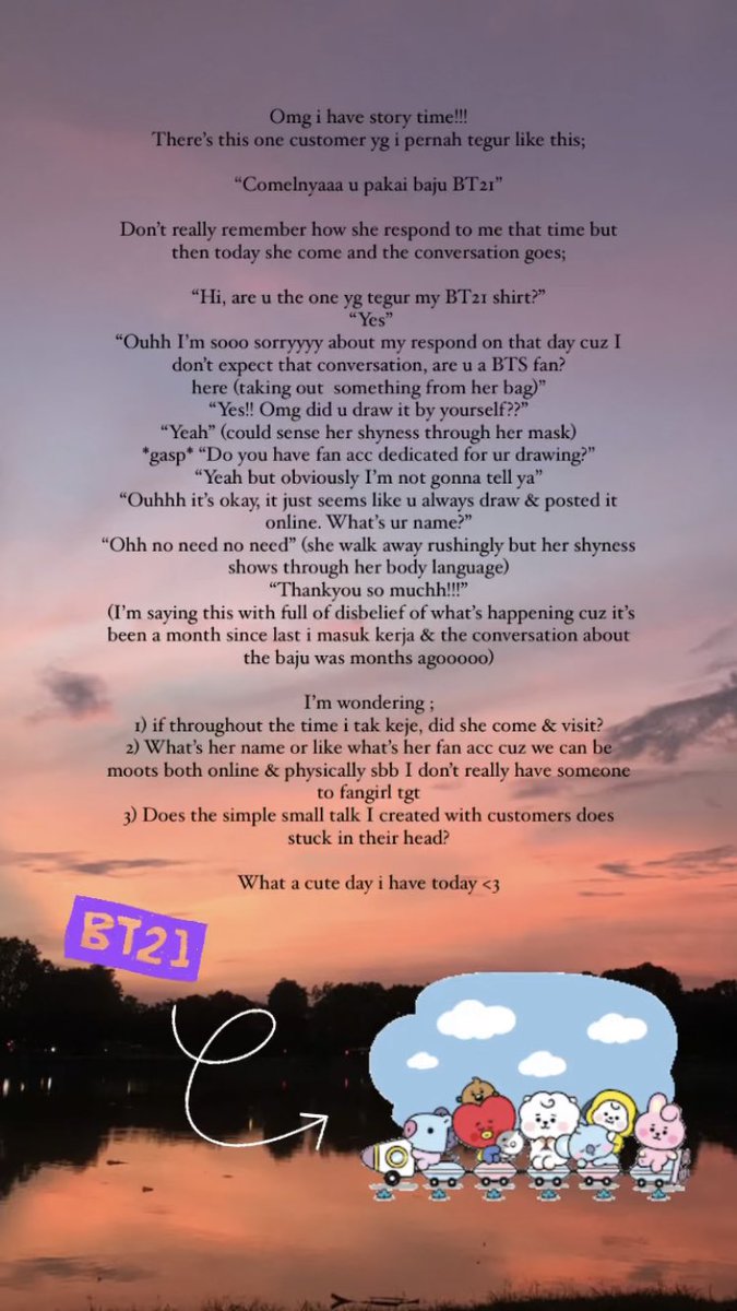Macchilicious's tweet photo. Hi fella army, idk who you are, what’s your name or what’s your twitter acc but you definitely made my day!!
Thank you for giving me your hand drawing of JK 😭💜

I love being an army for my lovely boys @BTS_twt your #BT21 builds random interaction <3 https://t.co/ZfdZ2gMoLl
