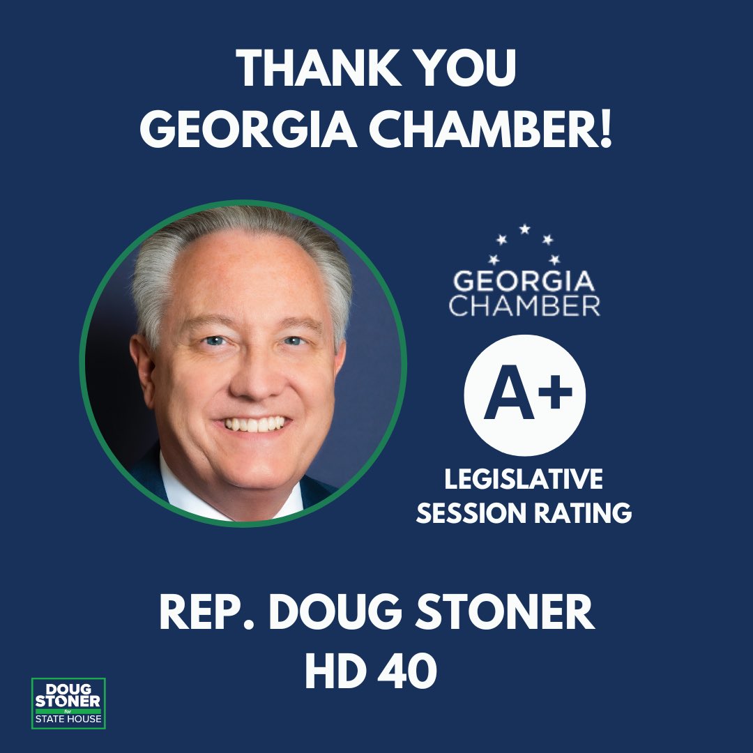 StonerforHouse's tweet photo. I am honored to receive an A+ from the @gachamber1915 2024 Legislative Session Scorecard! In order to continue being the best in business, we need to focus on, investing in critical public health infrastructure, and providing quality education and job training. https://t.co/GPksoztFUD