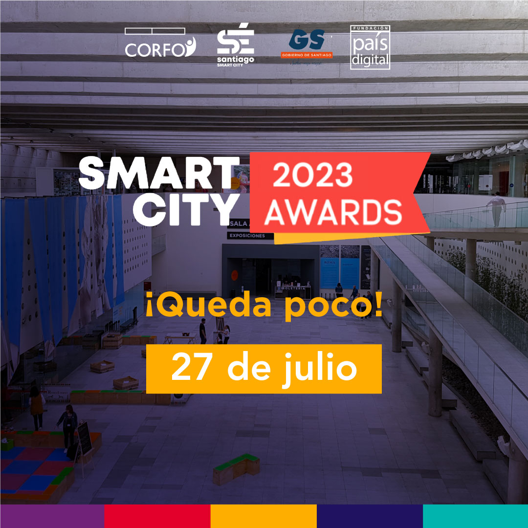 SeSantiagoCL's tweet photo. Iniciamos esta semana con una cuenta regresiva para lo que será nuestra quinta versión de los #SmartCityAwards, donde destacamos soluciones que vienen desde entes públicos y privados, y que van en beneficio de la transformación de #Stgo para que sea una #ciudadinteligente 👏 https://t.co/LM2JaFw5so