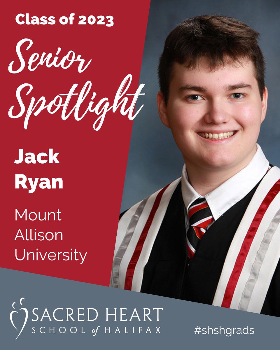 Put your hands together for graduate Jack Ryan, who is headed to @MountAllison to pursue a Bachelor of Commerce degree. We love your big ambitions, Jack, and can’t wait to see what the future holds for you! Best of luck in NB. #shshgrads #MySHSH #graduation