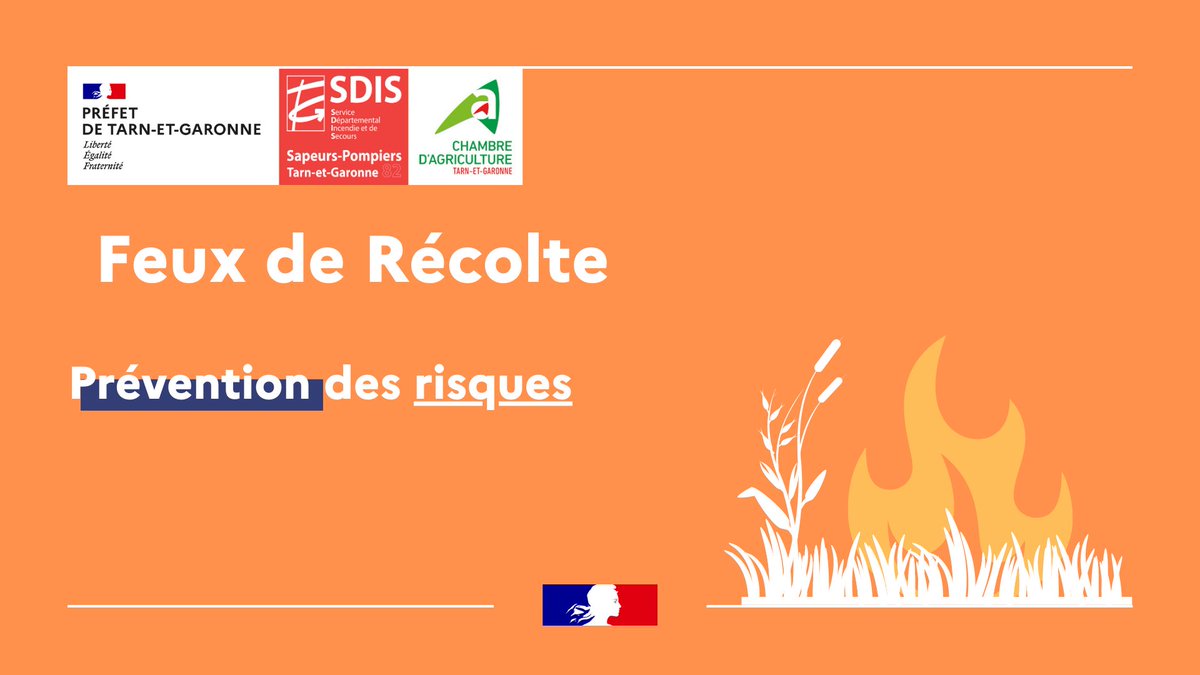 🔥 #PréventionIncendie | #Agriculture Pour protéger les cultures et limiter les feux de récolte, le SDIS est mobilisé aux côtés des agriculteurs sur l'ensemble du Tarn-et-Garonne. 🚜 👉 Pour + d'info sur la prévention de ce risque : urlz.fr/mJsE #prévention #feu