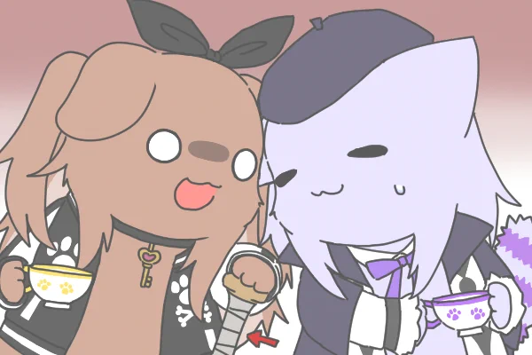 「かんぱい?」「....」#できたてころね #絵かゆ 