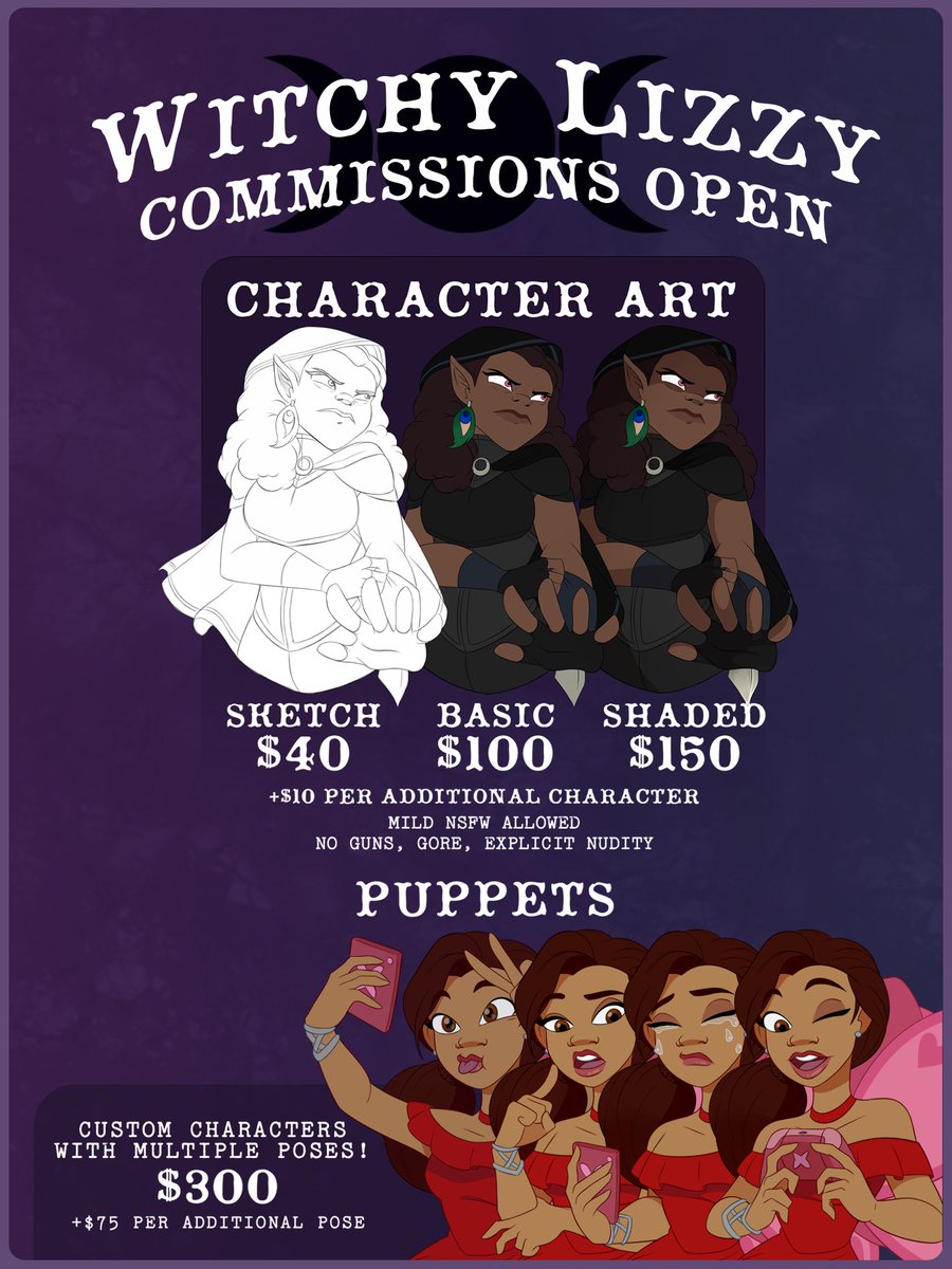 Witchy Lizzy 🌖 Commissions are open! tweet media