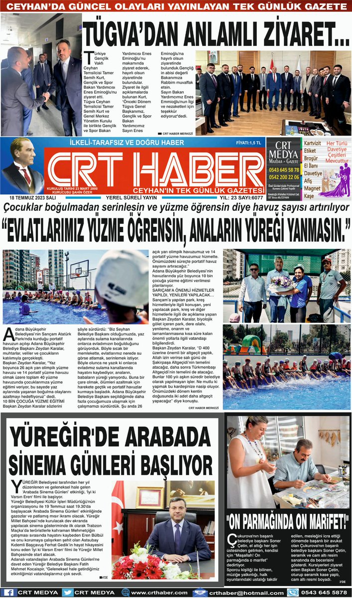 CRTNEWS's tweet photo. 18 TEMMUZ 2023 SALI
CRT HABER GAZETESİ 1-2-3.Sayfa https://t.co/dhuHuVwCBs