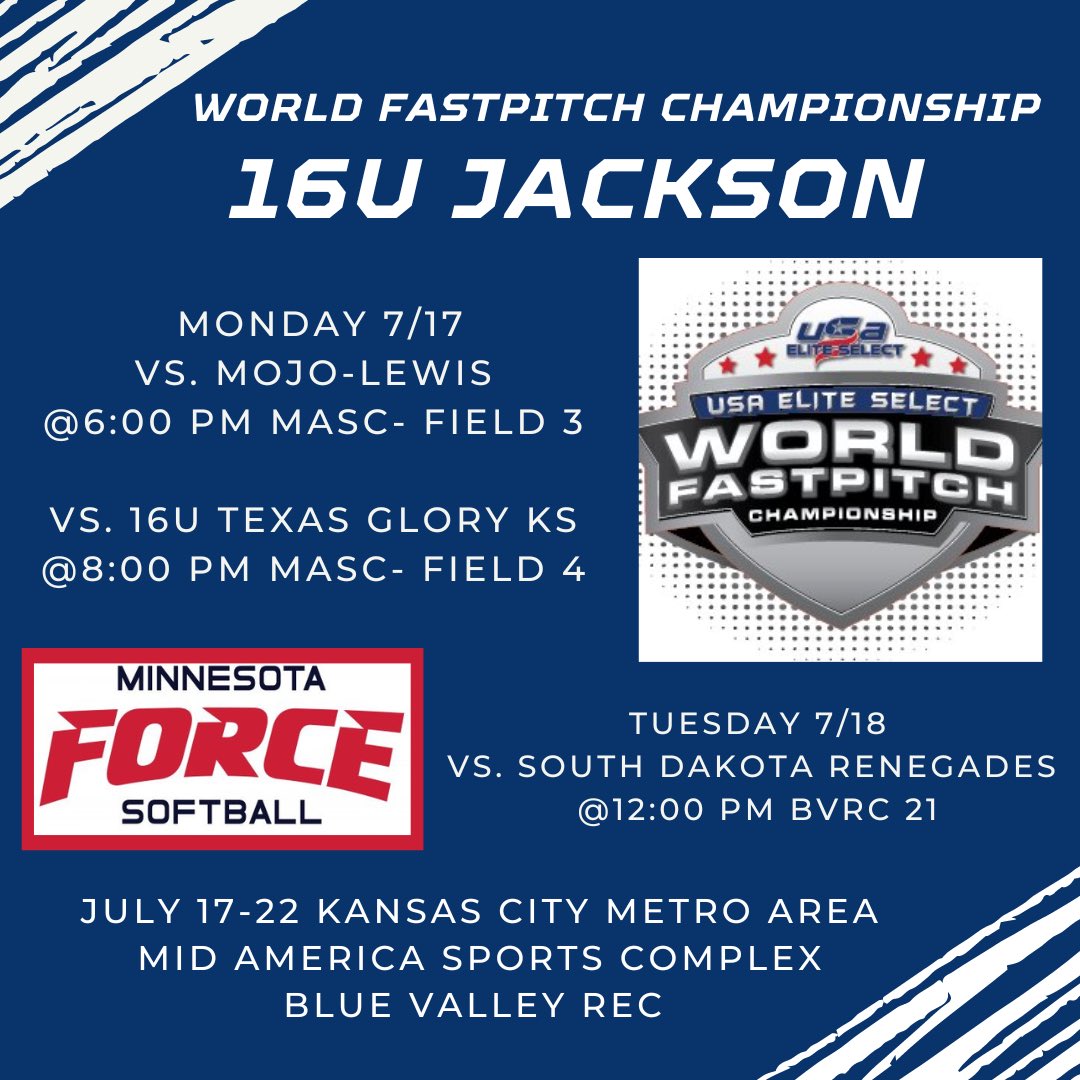MNForceImpact's tweet image. 16U Jackson ready to compete in KC at the World Fastpitch Championship! #championsforlife