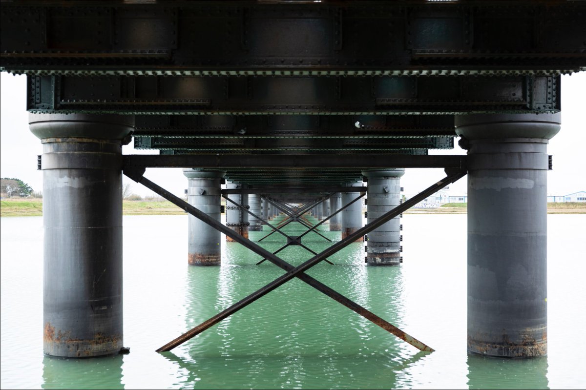 DMaddenwoop's tweet photo. @MooseAllain Oh, I've only just seen this lovely thread. Here's my contribution - the underside of a railway bridge over the River Adur, near Shoreham-by-Sea. https://t.co/B0ybqzYGwO
