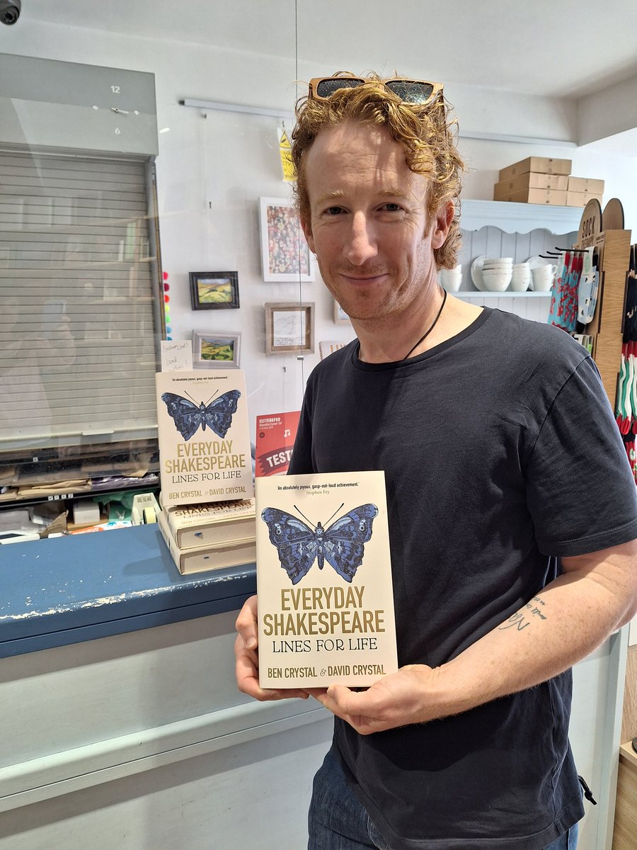 Croeso mawr to Porthaethwy resident @bencrystal to sign copies of the newly published #Everydayshakespeare jointly written with David Crystal @davcr A highly recommended insight into Shakeseare's language, and also an aesthetically pleasing addition to any coffee table!