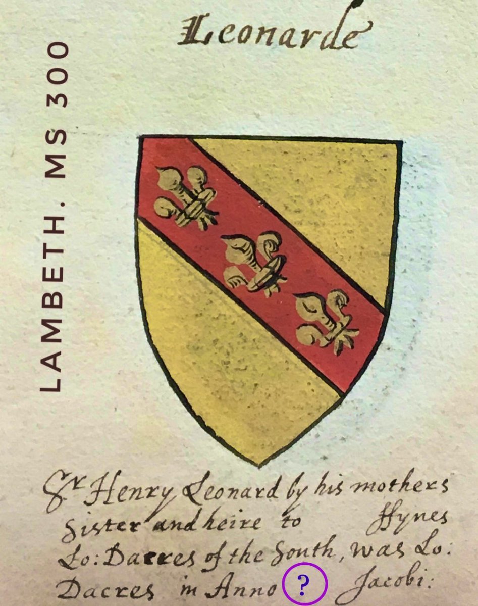 NatisArms's tweet photo. Arms of Henry Lennard, 12th Baron #Dacre (Chevening, Kent 1570 – 1616). He was the son of Margaret Fiennes, 11th Baroness Dacre & Sampson Lennard. Another Sampson Leonard (image 4), Bluemantle #Pursuivant (1616-33), probably was cousin of the aforesaid Sampson. #MondayMotivation https://t.co/wsFIEcAhlM