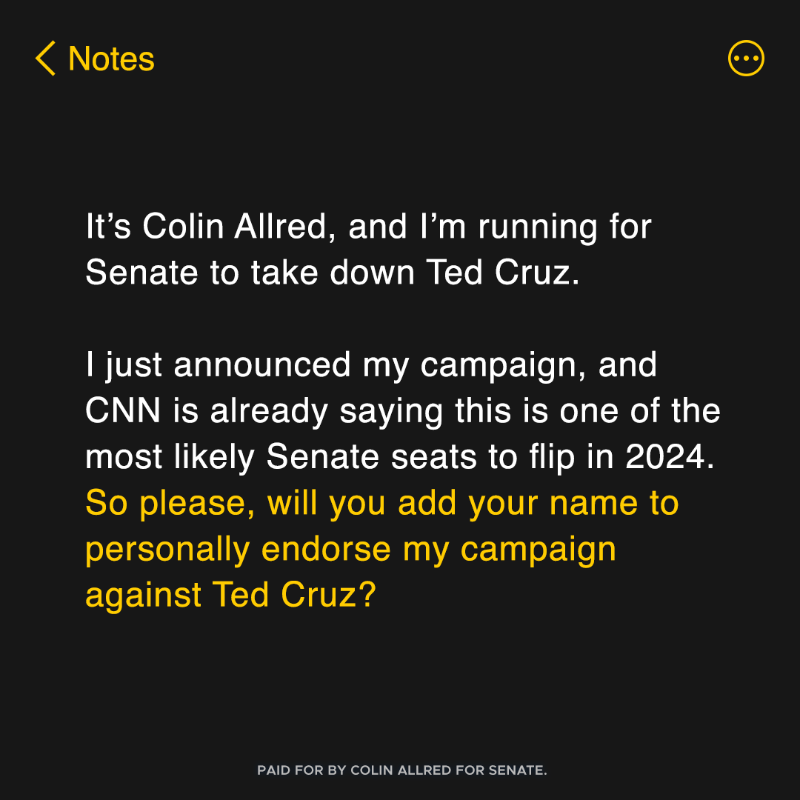 ColinAllredTX's tweet photo. Please read this.