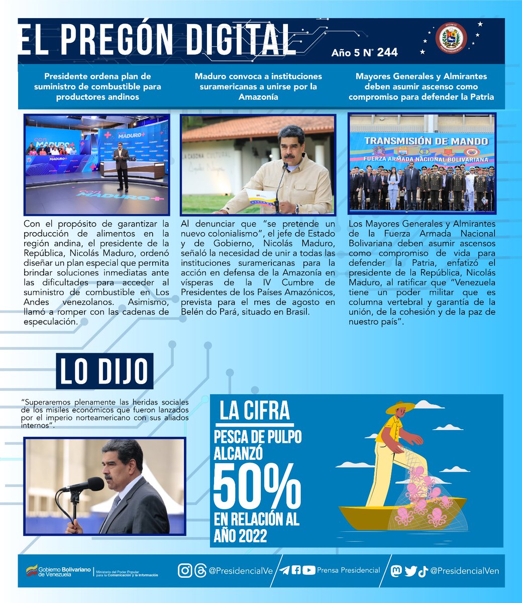 Prensa Presidencial (@presidencialven) on Twitter photo #Actualidad 📄| El Jefe de Estado <a href="/NicolasMaduro/">Nicolás Maduro</a> manifestó que es necesario unir a todas las instituciones suramericanas en defensa de la Amazonía , entérate de más en nuestro resumen ⬇ #Actualidad 📄| El Jefe de Estado <a href="/NicolasMaduro/">Nicolás Maduro</a> manifestó que es necesario unir a todas las instituciones suramericanas en defensa de la Amazonía , entérate de más en nuestro resumen ⬇