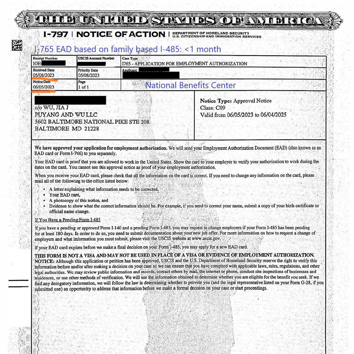jayw_u's tweet photo. A marriage-based I-485 filer received their EAD approval in just under a month - likely the fastest in recent memory! 👏 #i485processingtime #eaddelay #marriagebasedgreencard
https://t.co/k74z1hkz34 https://t.co/Nch4S91MPP