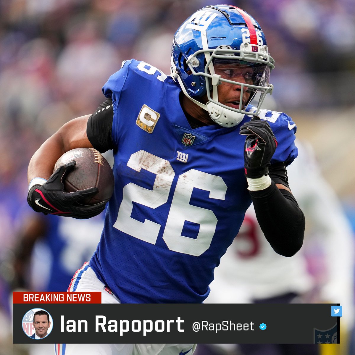 RapSheet's tweet photo. No deal for the #Giants and star RB Saquon Barkley, with talks going down to the wire and the best efforts made to strike a compromise, per me, @TomPelissero, and @MikeGarafolo. He’ll play on the tag, but the question is when. https://t.co/DxbEHiRlKL