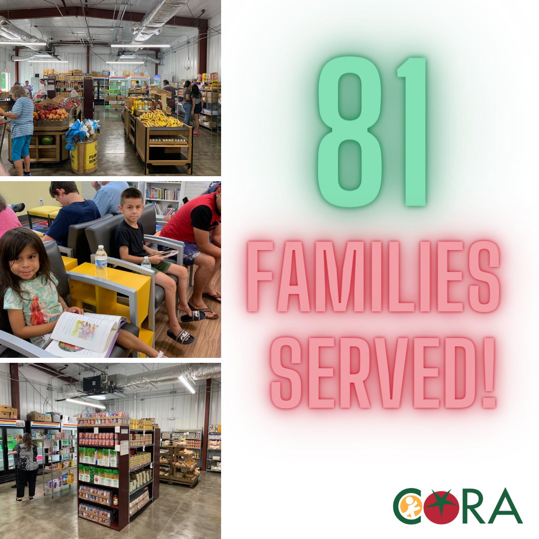 We are excited to share that we served over 80 families in the new pantry today! Families enjoyed the air-conditioned lobby, kids read their free books, and everyone shopped in the pantry. It was a great day at CORA.