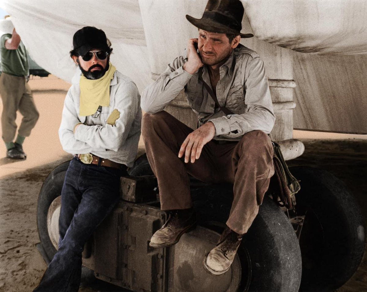 RT @peterkidder: George Lucas and Harrison Ford on set https://t.co/R0PFC4cv3M