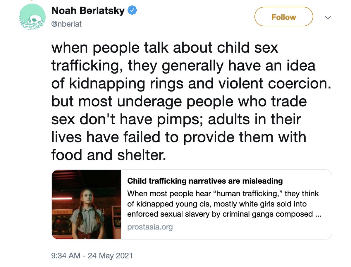 MrAndyNgo's tweet photo. Former "M.A.P." advocacy spokesperson Noah Berlatsky
@nberlat also wrote this essay about the autonomy of child sex workers. He said that most child trafficking victims are not coerced. https://t.co/BZCJPLnliJ https://t.co/xjbeSCntdt