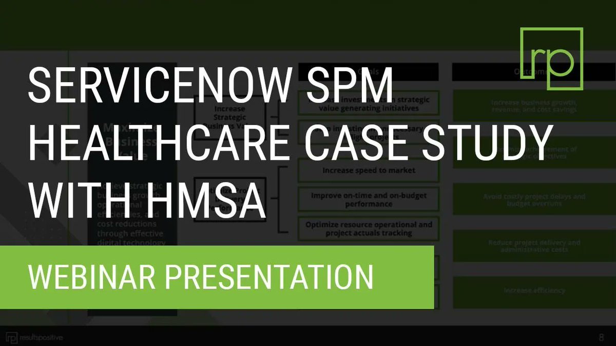 ResultsPositive's tweet photo. Miss the webinar? See how HMSA was able to migrate from MS project to #ServiceNow and overhaul their demand intake and prioritization with improved workflows and ResultsPositive reporting solutions. https://t.co/dcwmkalKu7 https://t.co/Yig2coMeaB