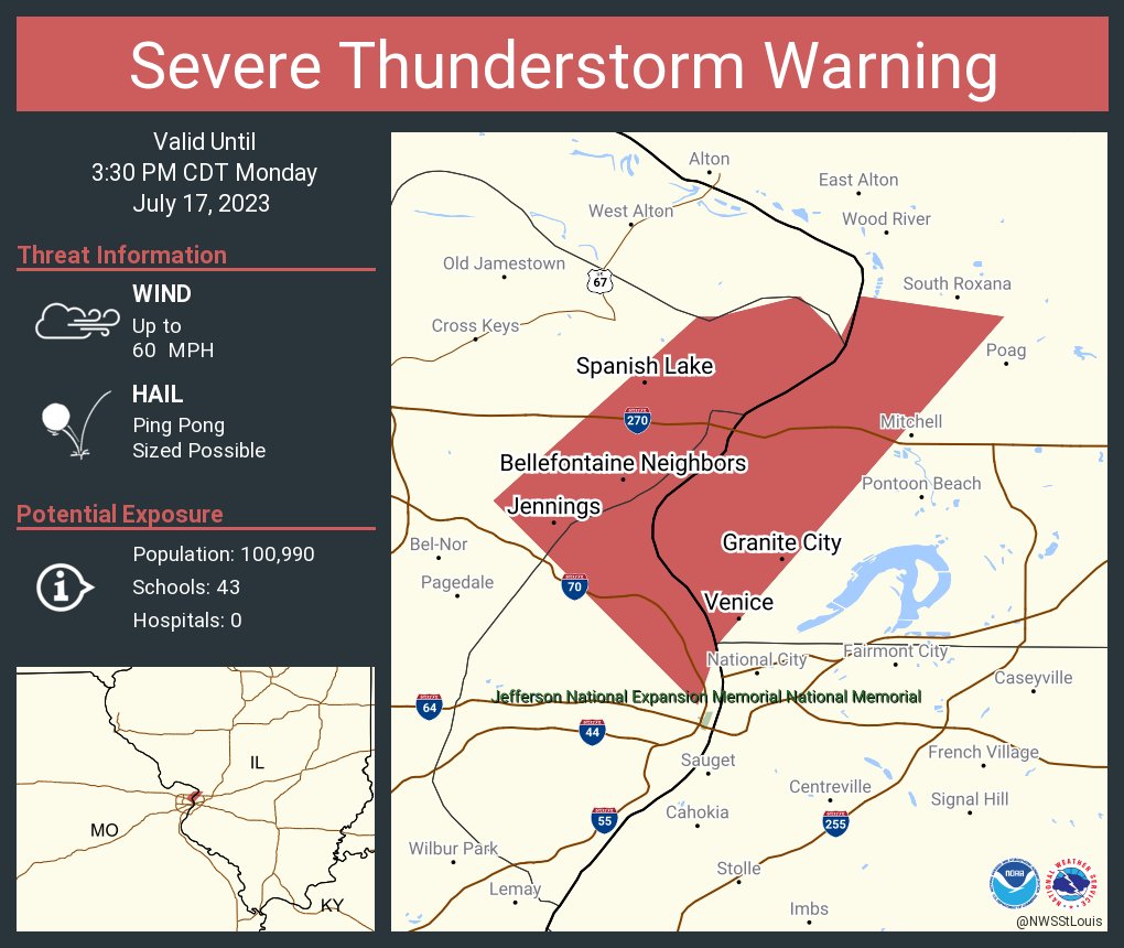 NWS St. Louis on Twitter "Severe Thunderstorm Warning continues for