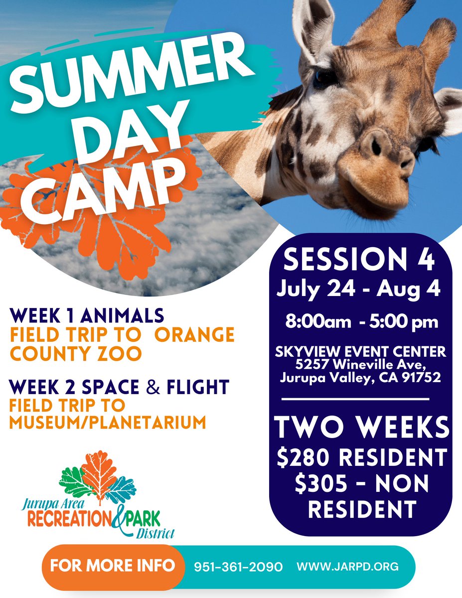 JARPD1984's tweet photo. GET READY! Summer camp is coming! Theamed activities daily and weekly trip! Register now! Ages 6-12 M-F 8:00am - 5:00pm
¡LISTO! ¡Se acerca el campamento de verano! ¡Actividades temáticas y viajes cada semanal! ¡Regístrase ahora! Edades 6-12 L-V 8:00 am - 5:00 pm #jarpd4fun https://t.co/Kwjw2N6k4Y
