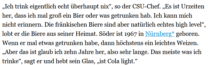 Muenchen1968's tweet photo. @Markus_Soeder @CSU #Bierfrevel? Oder was machen Sie, @Markus_Soeder, eigentlich mit dem Bier, das Sie heute in die Kamera halten, wenn Sie eigentlich nichts davon trinken?
Nichts gegen Alkoholabstinenz, aber stehen Sie doch dann zu Ihrem #ColaLight oder - noch besser & gesünder - zur #Apfelschorle! https://t.co/mJBz4KkQj7