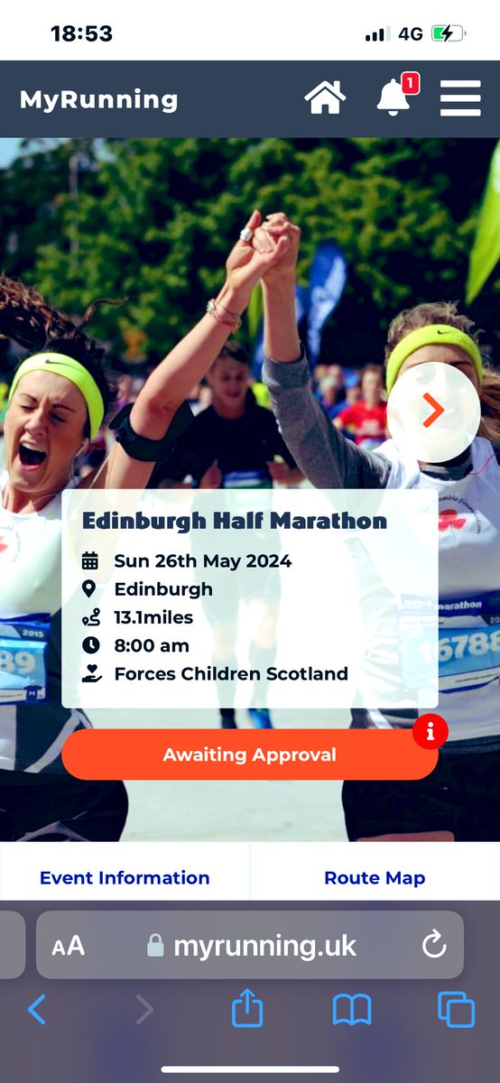 What have I done? I have just signed up for my first half marathon in Edinburgh. I am hoping I will be able to do this and raise money for <a href="/ForcesChildScot/">Forces Children Scotland</a> a charity close to my heart. #edinburghhalfmarathon