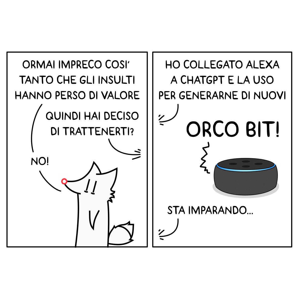 haxed_it's tweet photo. AI driven assistant - https://t.co/BjoSaJoDBy #fumetto #italia #IT #hax #haxed #programming #alexa #ai #chatgpt #rage #orcobit https://t.co/5NkjjhNH42