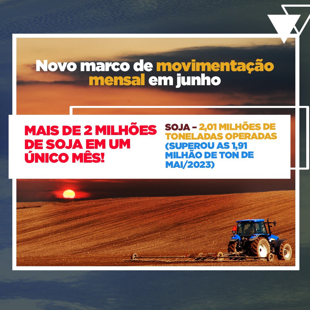 gilbertolinsnet's tweet photo. 2 milhões de toneladas de soja movimentadas em JUNHO! ⚓️✅

Recorde único na história do Porto do Itaqui, registrado em apenas um mês de movimentação. https://t.co/O16QeIZFzR