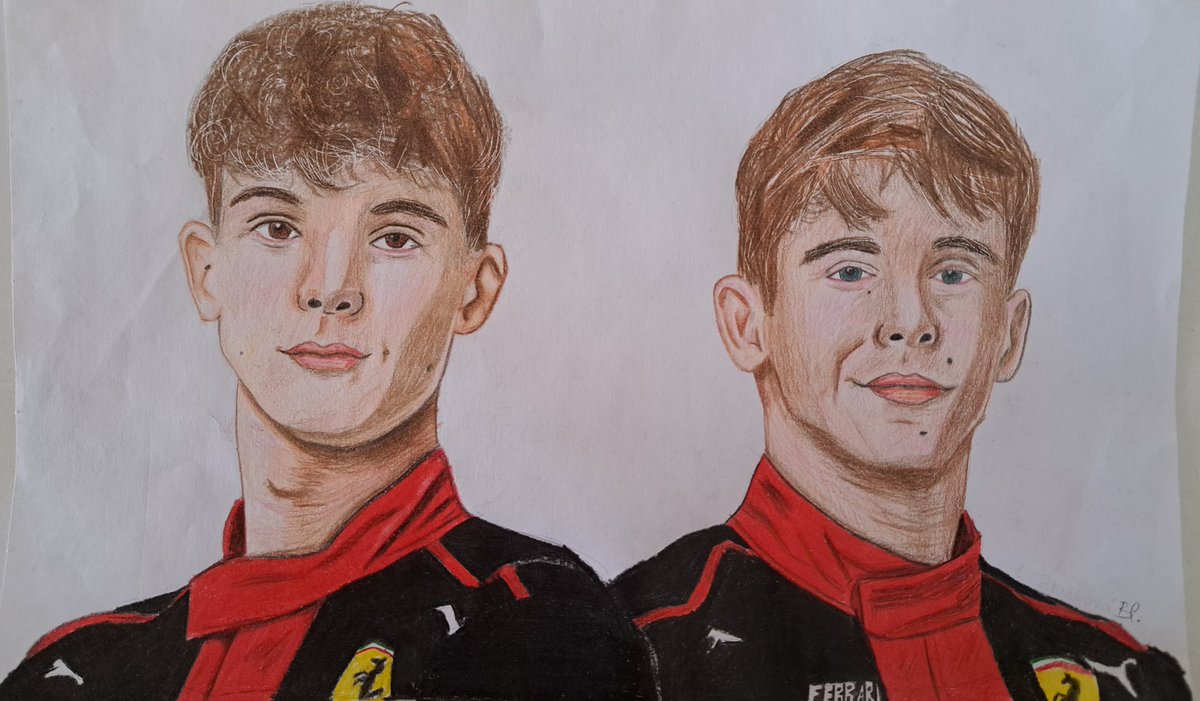ElikaBlakov3's tweet photo. drawing of my favorite duo❤️🏎

#formula2 #Ferrari #arthurleclerc #olliebearman #prema https://t.co/RlDCdYooWh