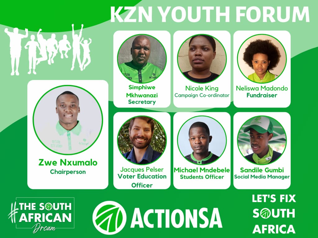 ActSA_Newcastle's tweet photo. After a long process of consultation, we are pleased to finally announce the @ActSA_KZN_Youth team‼️

We wish you all the best in your new responsibilities. Through your hard work and dedication, the youth of KZN will be assured to see a fixed South Africa🇿🇦

#YouthInAction💚🤍🇿🇦 https://t.co/izSr5zJp2x