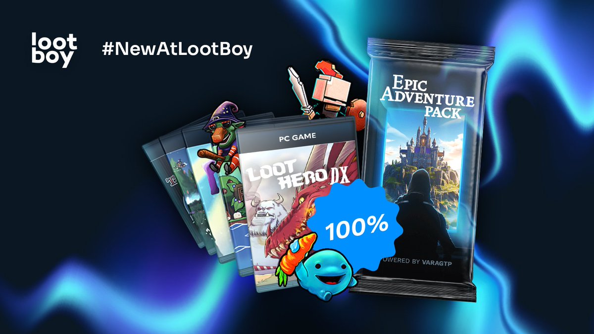 Discover the #NewAtLootBoy Epic Adventure Pack! For five Tickets you're guaranteed to get FIVE full PC games from <a href="/VaragtP/">VaragtP</a>:
👉 Loot Hero DX
👉 Fjong
👉 Tap Heroes
👉 Plantera
👉Cooking Witch

Grab a Pack now ▶ go.lootboy.app/start
