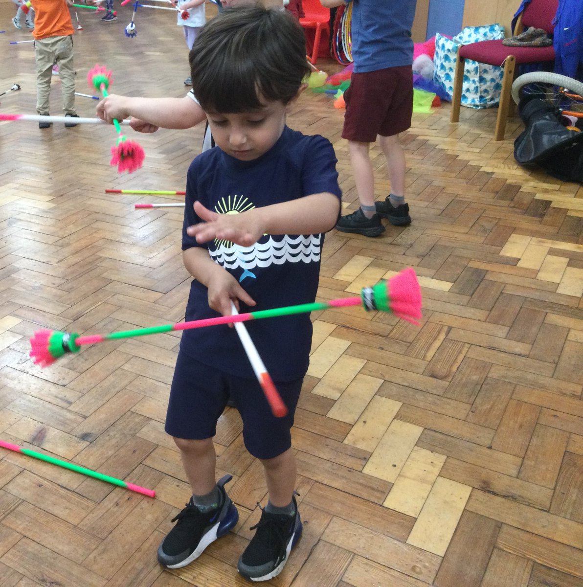 ArchibaldFirst's tweet photo. Reception loved our Circus skills session with Marty this morning.  He impressed Class 1 with his unicycle riding and Class 2 with his magic trick.  We showed all of our resilience that we have developed this year and never gave up. #AFSCourageous #AFSWellnessweek https://t.co/C0yxVmvMql