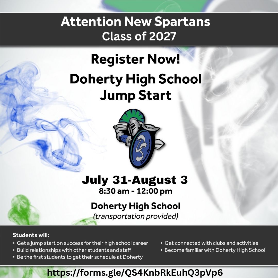 Doherty's Jump Start program is an opportunity for all incoming Spartan freshmen to get to know their school environment, build relationships with staff and other students, and much more! Be sure to register by July 24th at https://t.co/PzBGgDCziC. https://t.co/2amZ7RjwE0