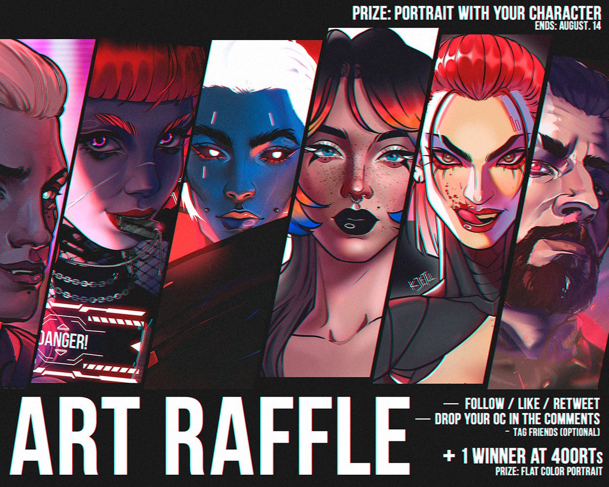 ×× ART RAFFLE ××

×× RULES:  
— like + RT this post  
— follow me [pls no art raffle accounts]
— drop your OC's references in the comments
— [optional] tag your friends

×× PRIZE: full colored portrait  
×× ENDS: august, 14

! extra winner at 400RTs