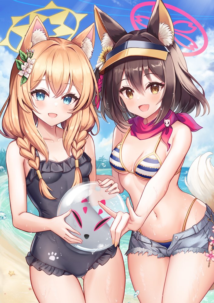 イズナ「イズナ&マリーその2。背景すっきりさせたver #ブルアカ」|桜あに🦊のイラスト