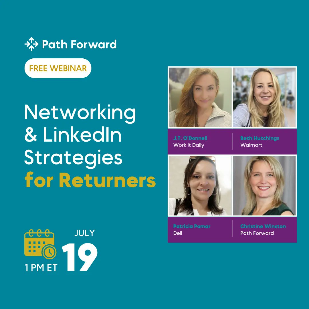 Path Forward (@pathfwd) on Twitter photo Join us to learn how to create a great LinkedIn profile and networking strategy from noted career expert <a href="/jtodonnell/">J.T. O'Donnell</a>. Register for this free Path Forward webinar to maximize your job search, make connections, and get noticed! buff.ly/3XTv7zK Join us to learn how to create a great LinkedIn profile and networking strategy from noted career expert <a href="/jtodonnell/">J.T. O'Donnell</a>. Register for this free Path Forward webinar to maximize your job search, make connections, and get noticed! buff.ly/3XTv7zK