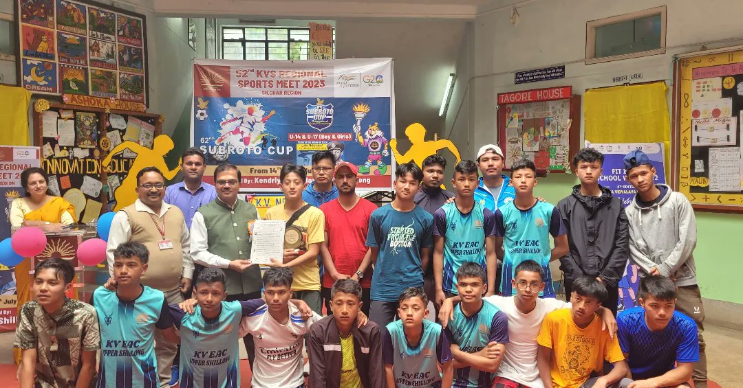 amodanand23's tweet photo. #Veledictory Ceremony of #KVS Silchar Region 62nd #Subroto Cup Football Tournament (U-14 & U-17 Boys & Girls) 2023 in the august presence of Honorable Chief Guest of the occasion Prof. P.K.Shukla,Vice Chancellor North Eastern Hill University,Shillong. https://t.co/vncGdgz1WO