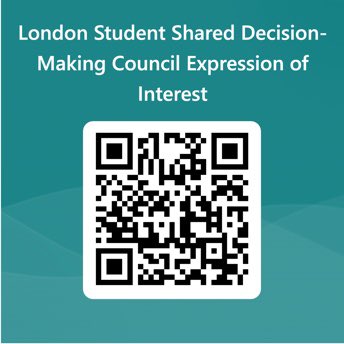 Recruitment is open for London’s pre-registration healthcare learners to join the 2023/2024 multi-professional London Regional Student Shared Decision-Making Council.  Scan QR code for details or email us at: RePAIR.London@hee.nhs.uk with queries Share widely w/ your network!