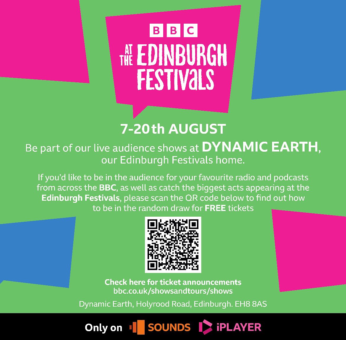 📣📣 We’re back! And we have a new venue this year @ourdynamicearth 7-20 August. Want to join us? Just click here bbc.co.uk/showsandtours/… before midnight on the 23rd of July to register for the random ticket draw.