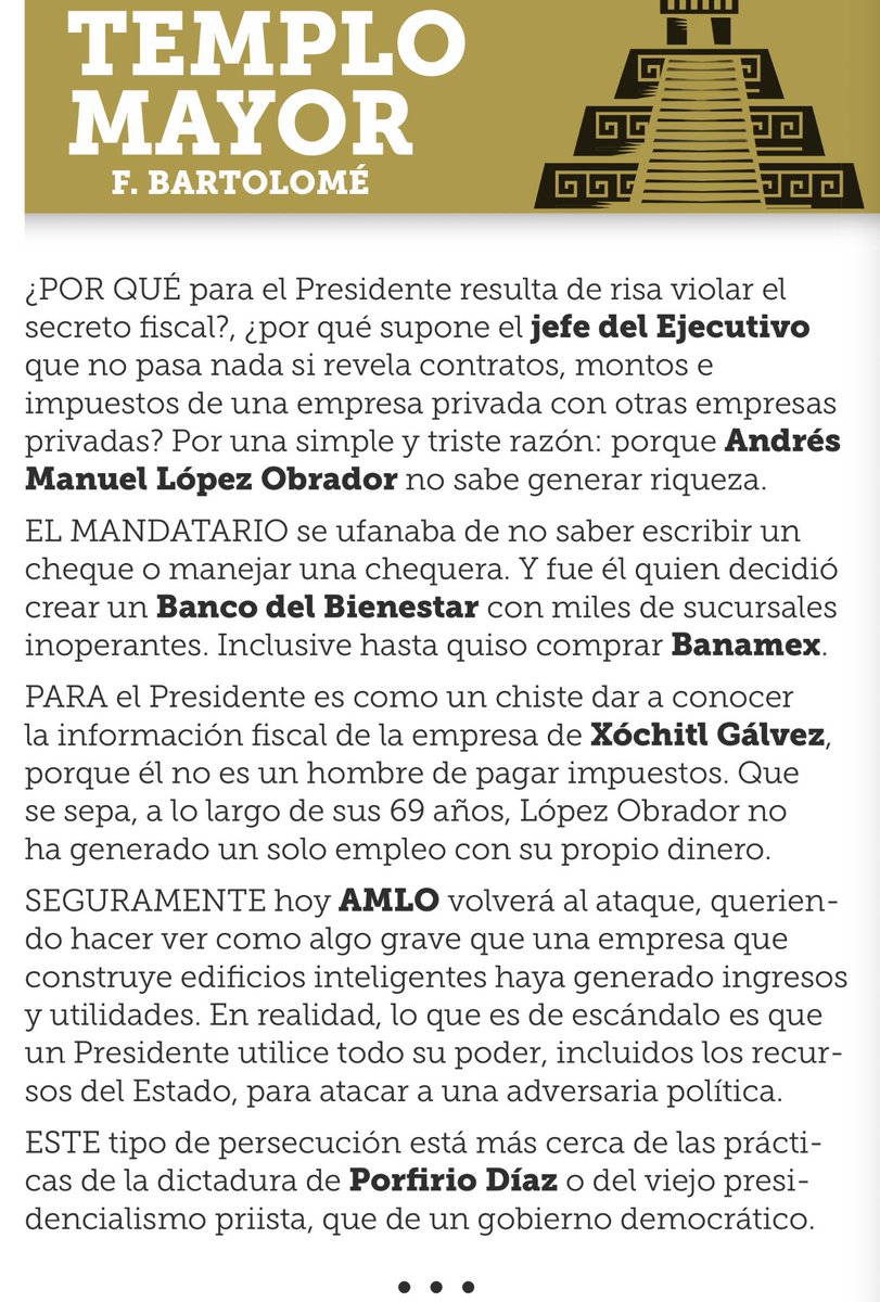 JLozanoA's tweet photo. ⚠️ Vaya descripción del inútil delincuente de Palacio Nacional. Lean y RT. 

#TemploMayor @Reforma https://t.co/DGEQ5SGw32
