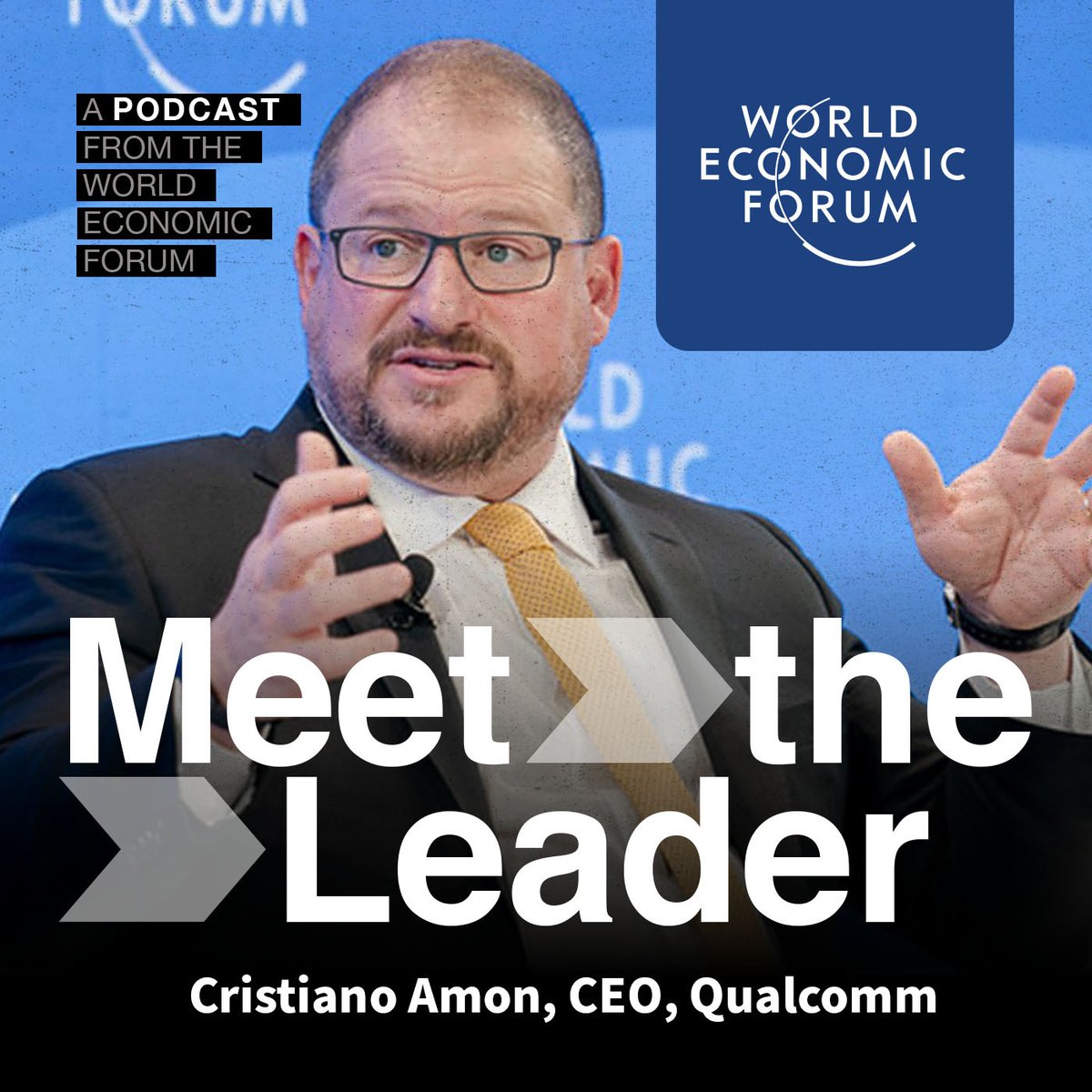 wef's tweet photo. What new technologies will change our lives? 

@Qualcomm CEO @cristianoamon talks smart glasses, holographic displays and more on the latest episode of #MeetTheLeader.

Listen here: https://t.co/Ew7GUu23uk https://t.co/CDaEFFEuje