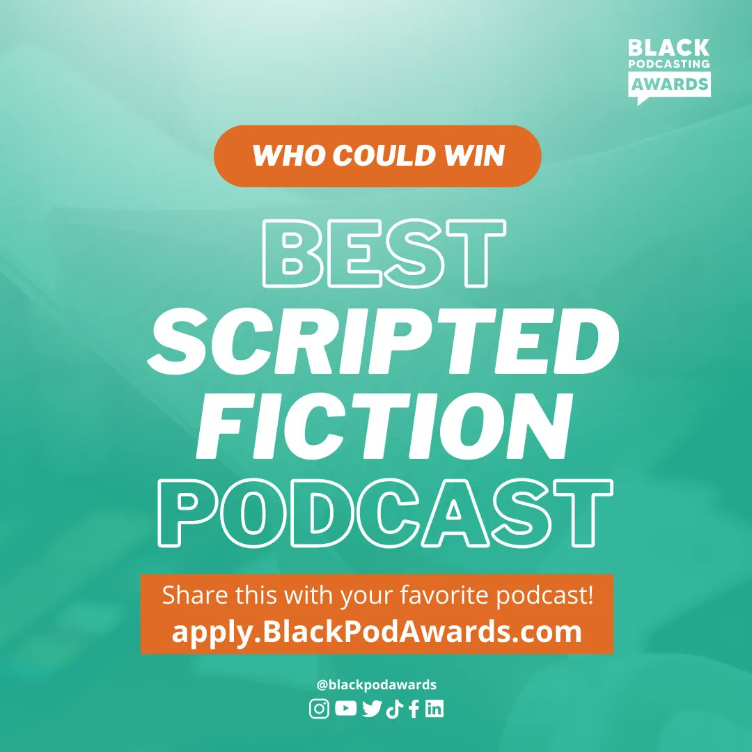 BlackPodAwards's tweet image. This category is for all #ScriptedFiction Podcasts depicting an original fictional story. 

This includes anthologies, audio dramas, short stories, and more.

Who might take this award home? Send this post to them!

#podsincolor #BlackPodcasts