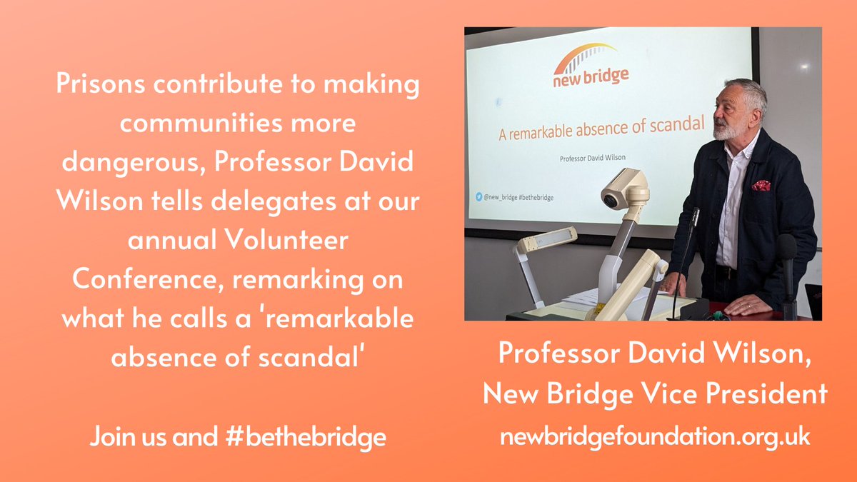 new_bridge's tweet photo. Read our press release about @ProfDavidWilson's 
impassioned speech on the #prison system, the need for reform and the role #volunteers can play in bringing about change (full speech also available at this link):
https://t.co/SqXem1mn6v https://t.co/HGTs2US2Le