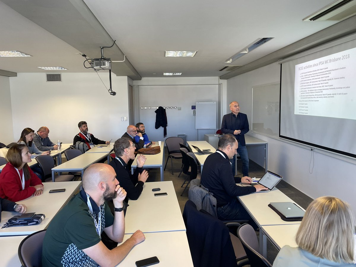 IPSA_Elites's tweet photo. Now at the @ipsa_aisp world congres #IPSA2023: @IPSA_Elites business meeting

On the agenda: Election of the new board and executive https://t.co/FoKMdcpaUK