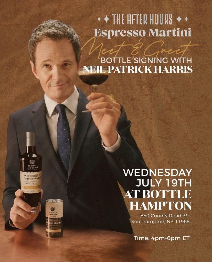 Neil Patrick Harris on Twitter: "Anyone up for some day drinking? Come join  me and sip on my new espresso martini from @ThomasAshbourne  https://t.co/YoVkrpQsQv https://t.co/k8lHR1HITU" / Twitter