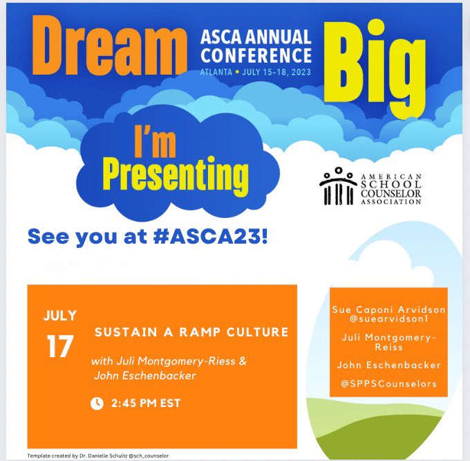 Hope to see you this afternoon as we share our district’s successes in building a counseling department aligned with the <a href="/ASCAtweets/">ASCA</a> National Model and how we have sustained a #RAMP culture! <a href="/SppsCounselors/">SPPS Counselors</a> <a href="/SPPS_News/">Saint Paul Public Schools</a> #DreamBig #ASCA23 <a href="/JuliMontRiess/">Juli Montgomery-Riess</a> <a href="/beth_a_coleman/">Beth Coleman</a>