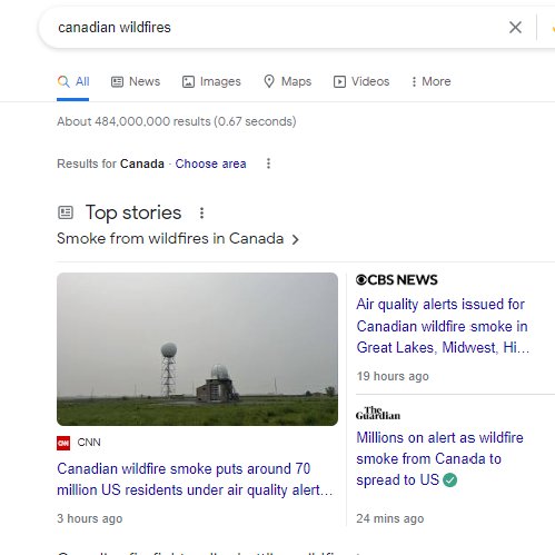 I just searched "Canadian wildfires" on Google; the top results are from CNN, CBS News &amp; The Guardian.

Google has long threatened to block Canadian journalism for readers in Canada, and it looks like that's started.

That a tech company can control what I can read is terrifying.