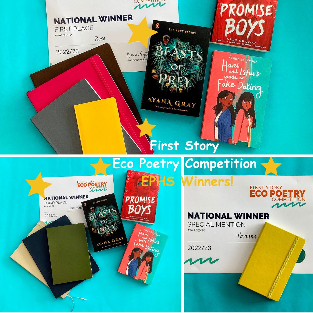 Hugh congratulations to the 3 EPHS students who are winners of the <a href="/FirstStory/">First Story</a> Eco Poetry competition &amp; many thanks to the wonderful <a href="/SeiffertRachel/">Rachel Seiffert</a> who runs our FS Young Writers programme. #poetrycompetition #creativewriting #writingforpleasure #schoollibrariesmatter